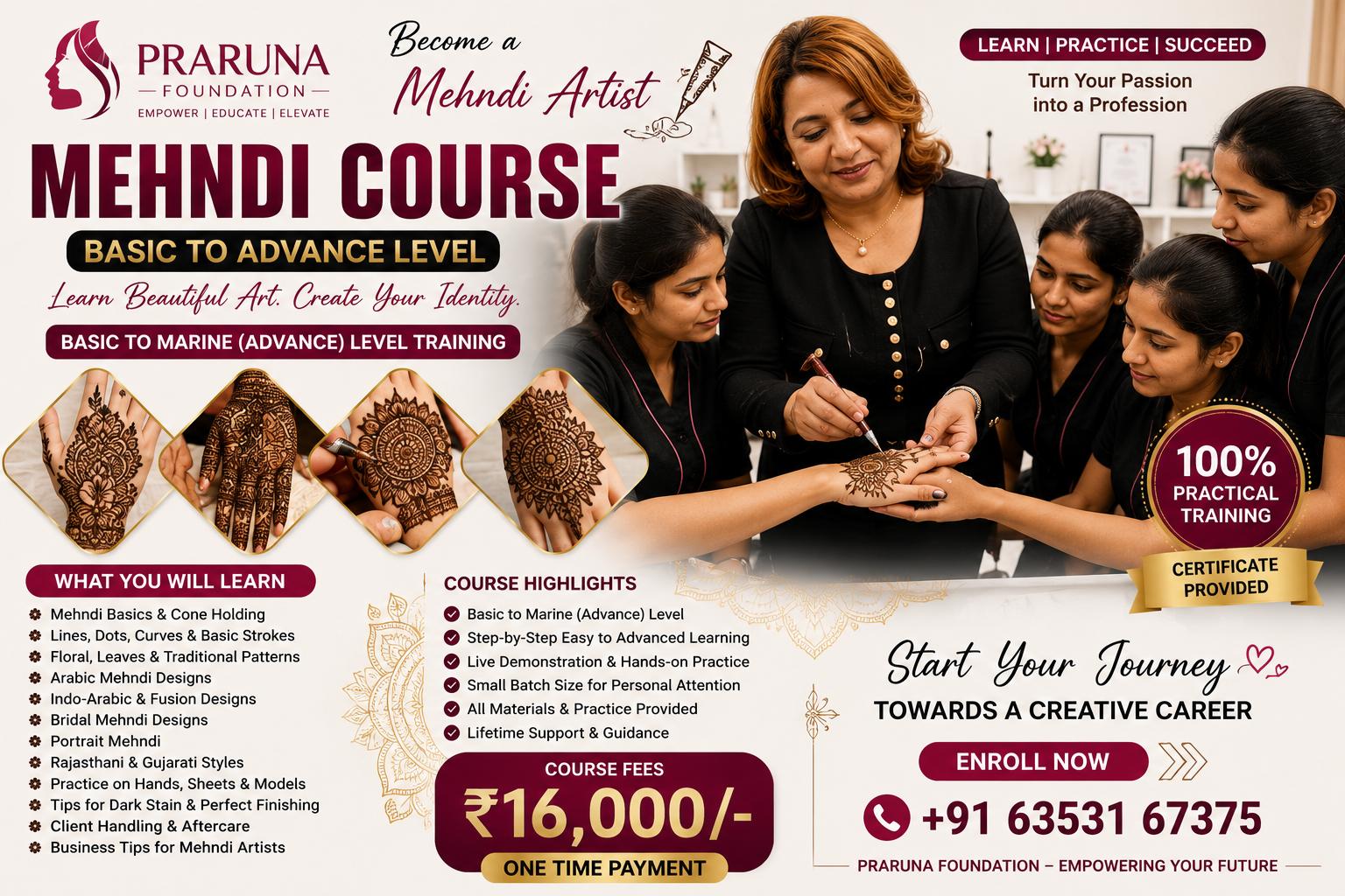 Mehndi Course Basic To Advance Level